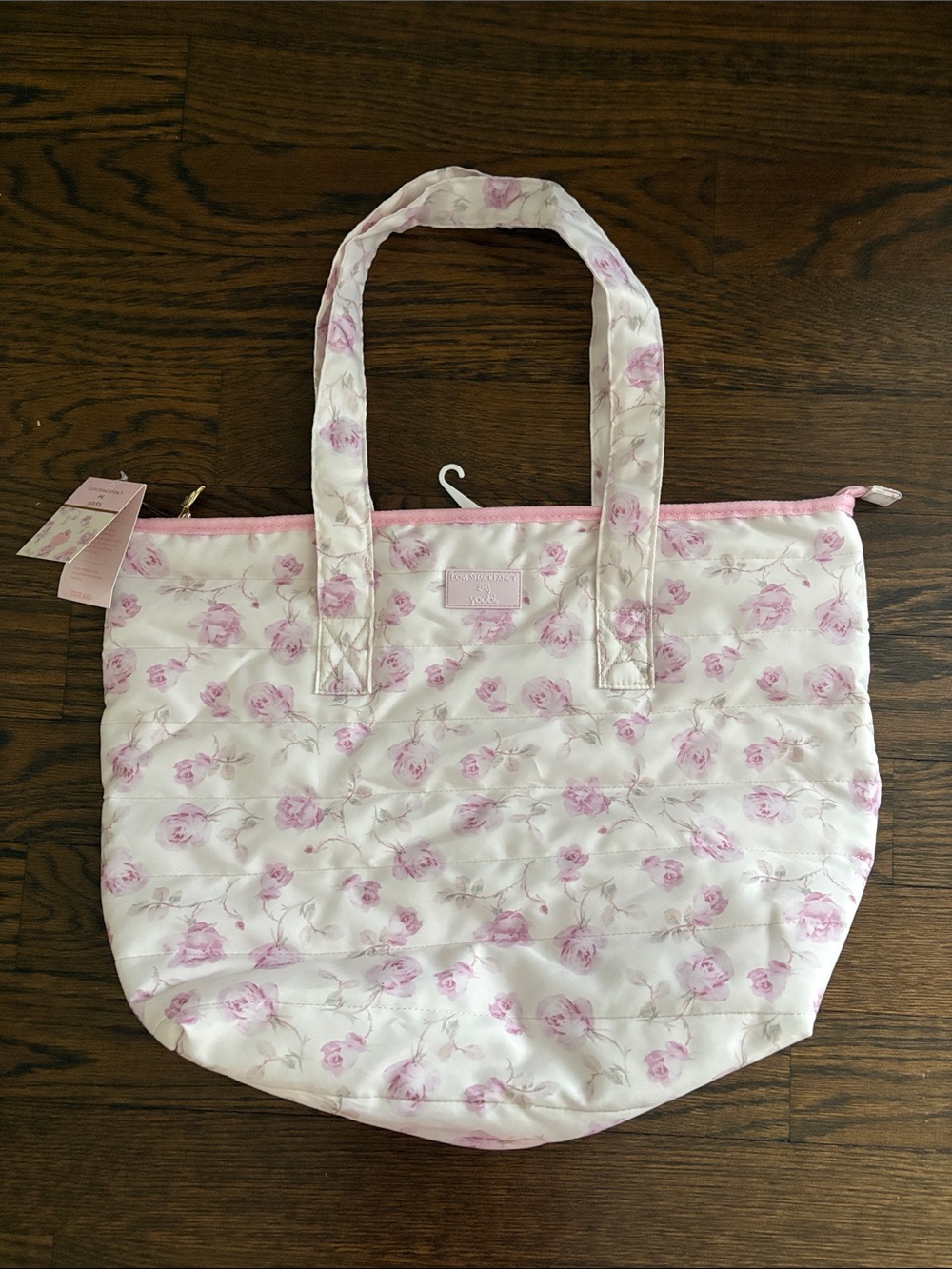 LoveShackFancy x Target Pink and White Quilted Floral Tote NWT.